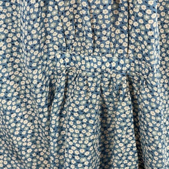 Madewell Silk Poet Popover Top Bitsy Floral Blue Size XS Extra Small Long Sleeve - Picture 5 of 7